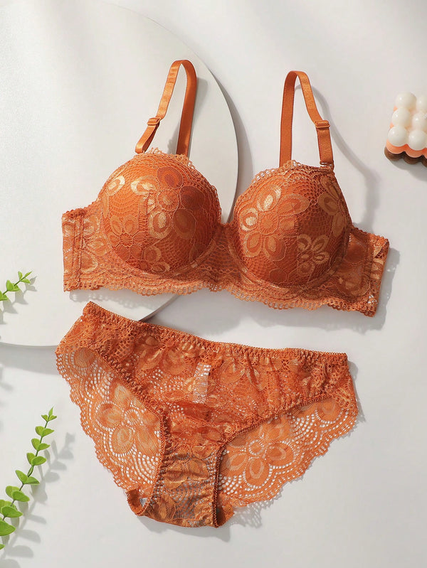 Nude Floral Lingerie Set image 3