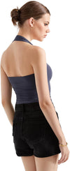 Double Lined Halter Going Out Tops Open Back Basic Cami Tank Tops image 7