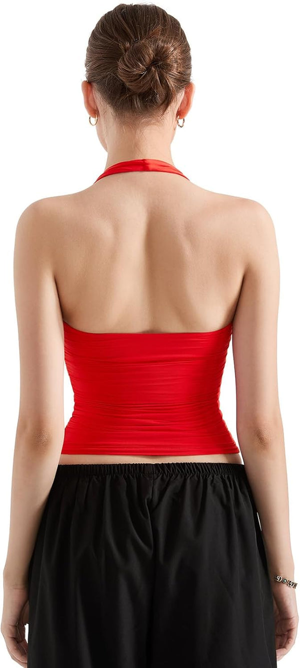 Halter Tank Tops Double Lined Backless Tops image 13