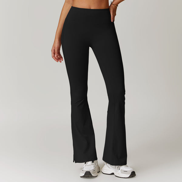 High Waist Yoga Micro Stretch Wide Leg Flare Pants with Bra image 1