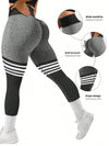 Black Striped Ruched Waist Leggings image 9