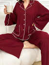 Two-Piece Satin Suit V-Neck Long Sleeve Pants image 6