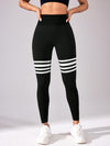 Black Striped Ruched Waist Leggings image 15
