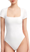 Square Neck Short Sleeve Bodysuitimage 1