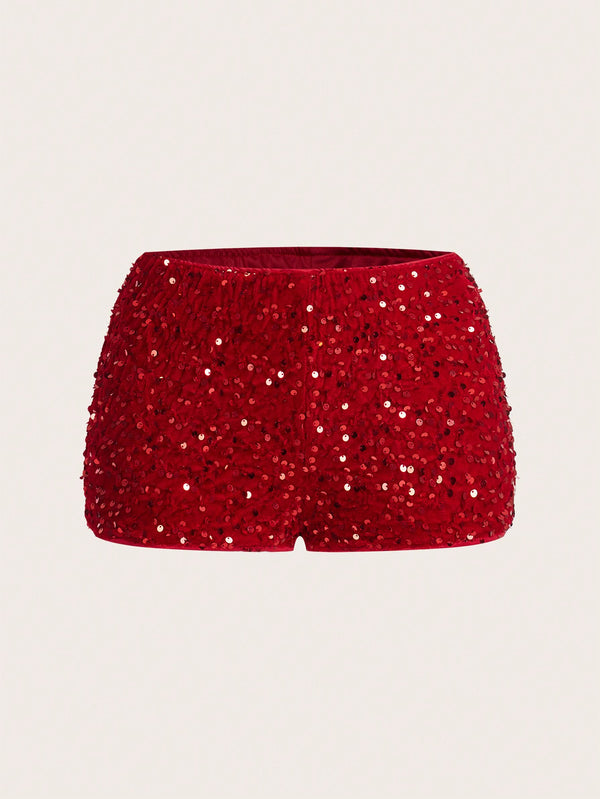 Cheetah Print Low Rise Sequin Shorts image 14