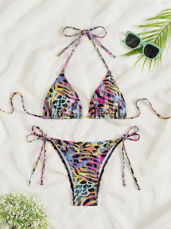 Tribal Animal Pattern Bikini With Triangle Strap image 5