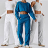 Crop Top Crewneck Sweatshirt and Flare Jogger Workout Set image 2