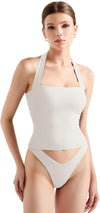 Double Lined Halter Going Out Tops Open Back Basic Cami Tank Tops image 1