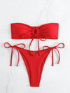 Drawstring Bandeau Bikini Set image 13