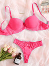 Contrast Lace Super Push Up Bra & Panty Lingerie Set image 0