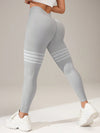 Black Striped Ruched Waist Leggings image 4