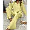 Two-Piece Satin Suit V-Neck Long Sleeve Pants image 0