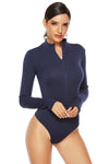 Long Sleeve Ribbed Zip Up Bodysuit image 4