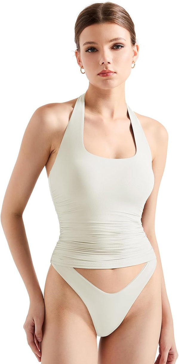 Halter Tank Tops Double Lined Backless Tops image 9
