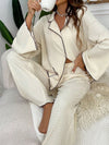 Two-Piece Satin Suit V-Neck Long Sleeve Pants image 9