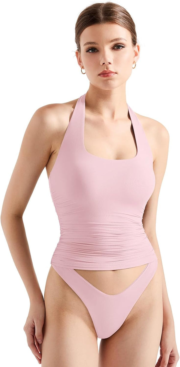 Halter Tank Tops Double Lined Backless Tops image 8