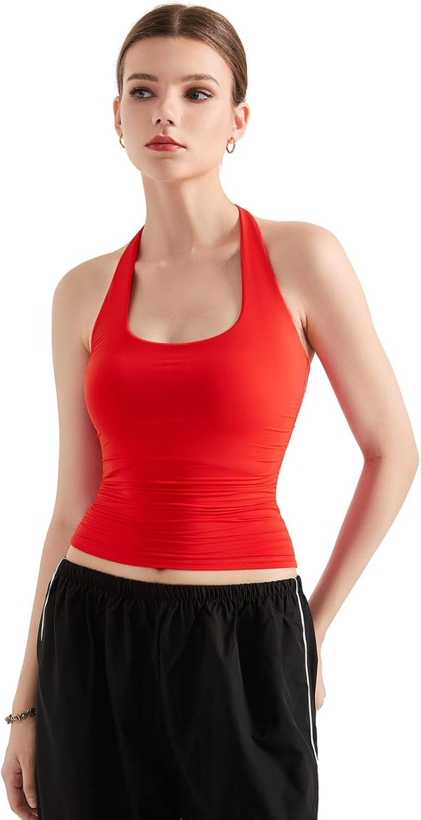 Halter Tank Tops Double Lined Backless Tops image 14