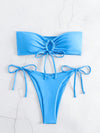 Drawstring Bandeau Bikini Set image 11