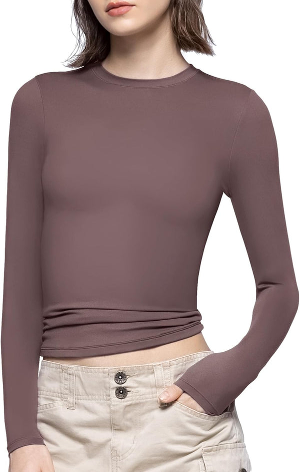 Long Sleeve T Shirts Crew Neck Slim Fit Top image 4