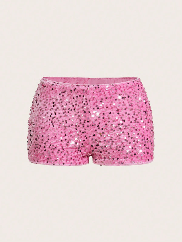 Cheetah Print Low Rise Sequin Shorts image 13