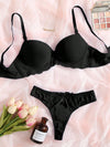 Contrast Lace Super Push Up Bra & Panty Lingerie Set image 7