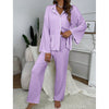 Two-Piece Satin Suit V-Neck Long Sleeve Pants image 11