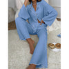 Two-Piece Satin Suit V-Neck Long Sleeve Pants image 8