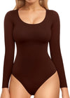 Double Lined Long Sleeve Thong Bodysuit Top image 15